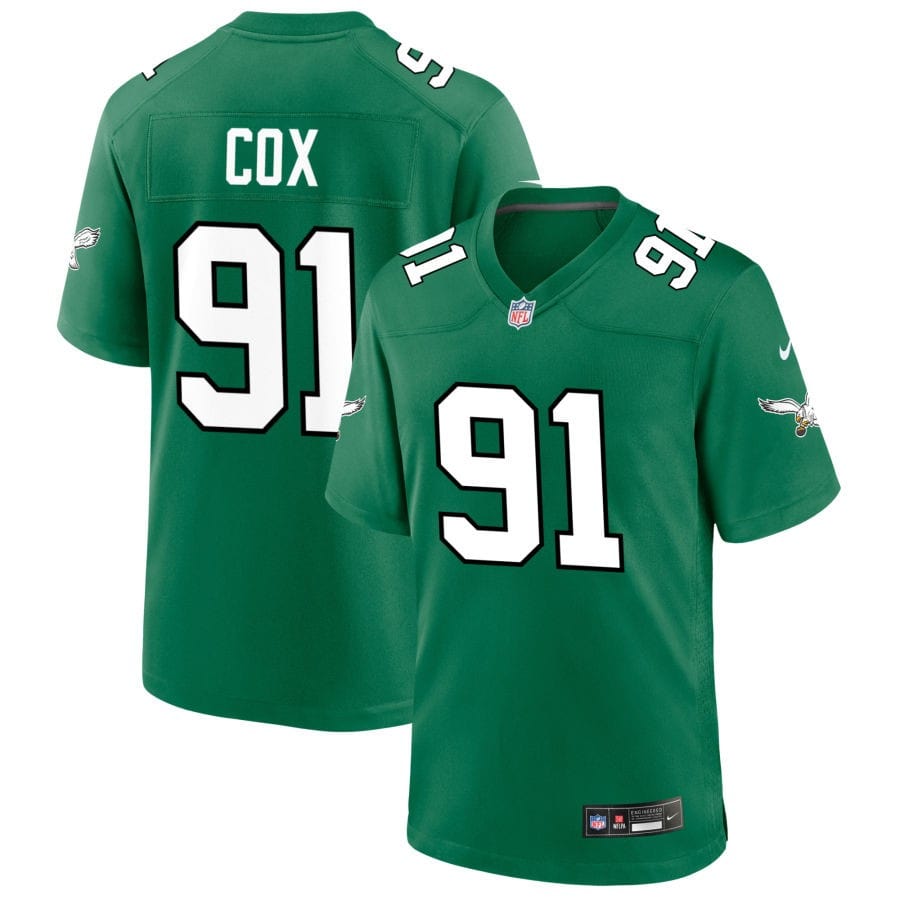 Fletcher Cox Kelly Green Philadelphia Eagles Throwback Jersey football jersey product view 1