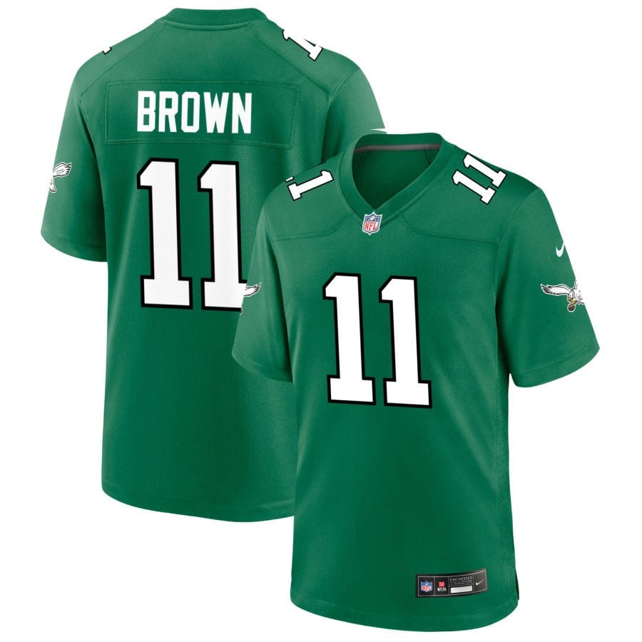 AJ Brown Kelly Green Philadelphia Eagles Throwback Jersey football jersey product view 1