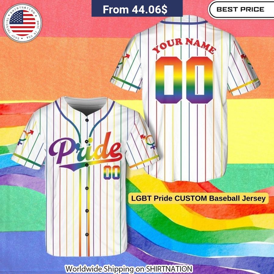LGBT Pride CUSTOM Baseball Jersey Unisex T-shirt, Sweatshirt, Hoodie, Long Sleeve Tee - T-Shirt, Sweatshirt, Hoodie