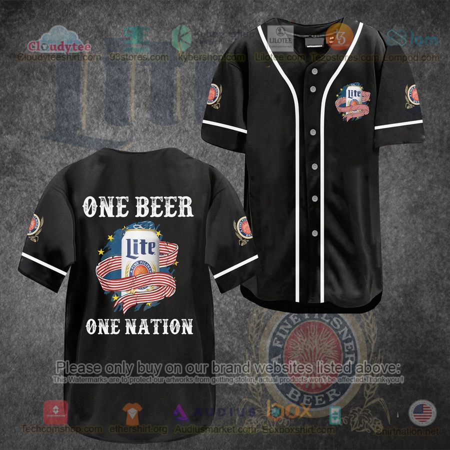 HOT Lite Beer One Beer One Nation Baseball Jersey Shirt Unisex T-shirt, Sweatshirt, Hoodie, Long Sleeve Tee - T-Shirt, Sweatshirt, Hoodie