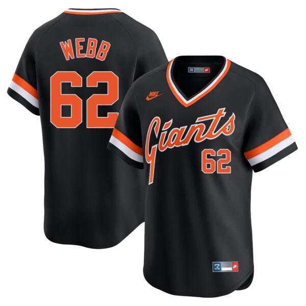 Logan Webb San Francisco Giants Cooperstown Collection Jersey - Black baseball jersey product view 1