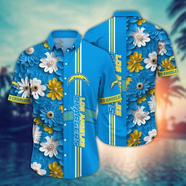 Los Angeles Chargers Bloom Wave Hawaiian Shirt Unisex T-shirt, Sweatshirt, Hoodie, Long Sleeve Tee - T-Shirt, Sweatshirt, Hoodie