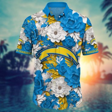 Los Angeles Chargers Floral Thunder Hawaiian Shirt Unisex T-shirt, Sweatshirt, Hoodie, Long Sleeve Tee - T-Shirt, Sweatshirt, Hoodie
