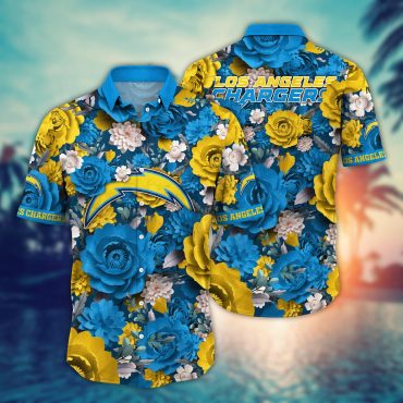 Los Angeles Chargers Floral Thunderstorm Hawaiian Shirt Unisex T-shirt, Sweatshirt, Hoodie, Long Sleeve Tee - T-Shirt, Sweatshirt, Hoodie