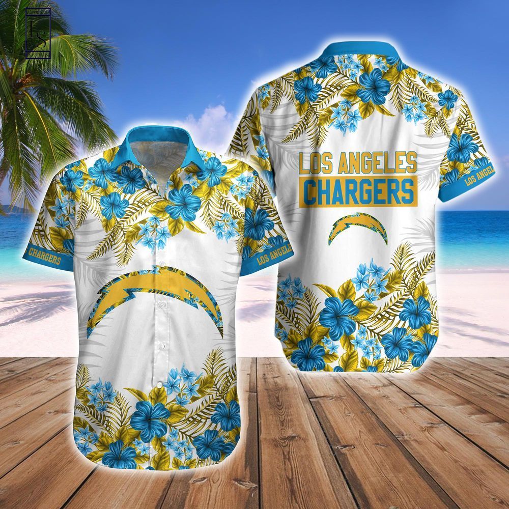 Los Angeles Chargers Hawaiian Shirt Short Combo Tropical Style Unisex T-shirt, Sweatshirt, Hoodie, Long Sleeve Tee - T-Shirt, Sweatshirt, Hoodie