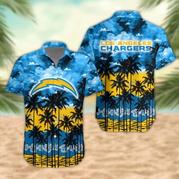 Los Angeles Chargers Palm Trees Sunset Hawaiian Shirt Unisex T-shirt, Sweatshirt, Hoodie, Long Sleeve Tee - T-Shirt, Sweatshirt, Hoodie