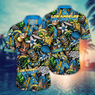 Los Angeles Chargers Tiki Island Hawaiian Shirt Unisex T-shirt, Sweatshirt, Hoodie, Long Sleeve Tee - T-Shirt, Sweatshirt, Hoodie