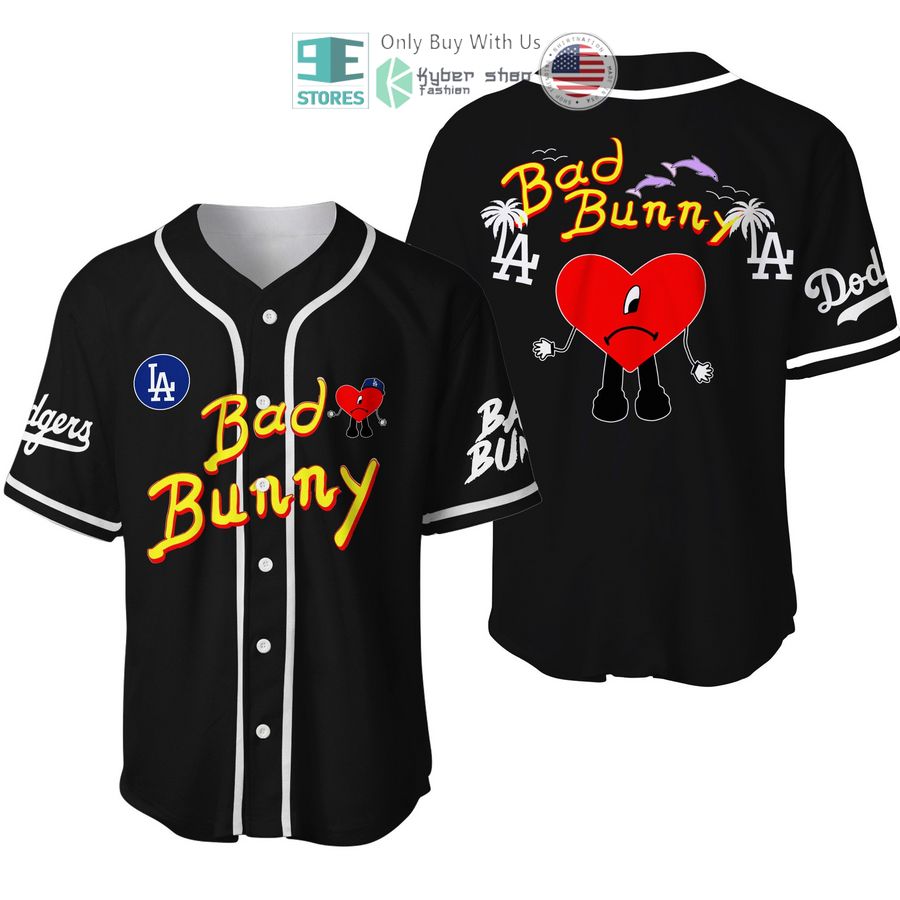 BEST Los Angeles Dodgers Bad Bunny black Baseball Jersey Unisex T-shirt, Sweatshirt, Hoodie, Long Sleeve Tee - T-Shirt, Sweatshirt, Hoodie