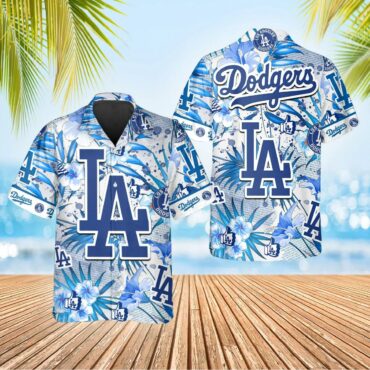 Los Angeles Dodgers Big Logo Floral Hawaiian Shirt Unisex T-shirt, Sweatshirt, Hoodie, Long Sleeve Tee - T-Shirt, Sweatshirt, Hoodie
