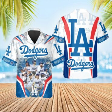 Los Angeles Dodgers Champions Collage Hawaiian Shirt Unisex T-shirt, Sweatshirt, Hoodie, Long Sleeve Tee - T-Shirt, Sweatshirt, Hoodie