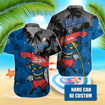Los Angeles Dodgers Custom Tiki Surfer Hawaiian Shirt Unisex T-shirt, Sweatshirt, Hoodie, Long Sleeve Tee - T-Shirt, Sweatshirt, Hoodie