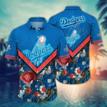Los Angeles Dodgers Floral Chevron Hawaiian Shirt Unisex T-shirt, Sweatshirt, Hoodie, Long Sleeve Tee - T-Shirt, Sweatshirt, Hoodie