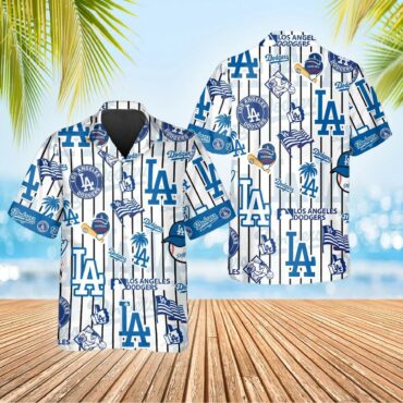 Los Angeles Dodgers Icon Stripe Hawaiian Shirt Unisex T-shirt, Sweatshirt, Hoodie, Long Sleeve Tee - T-Shirt, Sweatshirt, Hoodie