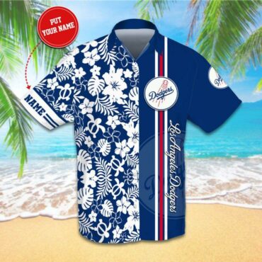 Los Angeles Dodgers Personalized Hibiscus Hawaiian Shirt Unisex T-shirt, Sweatshirt, Hoodie, Long Sleeve Tee - T-Shirt, Sweatshirt, Hoodie