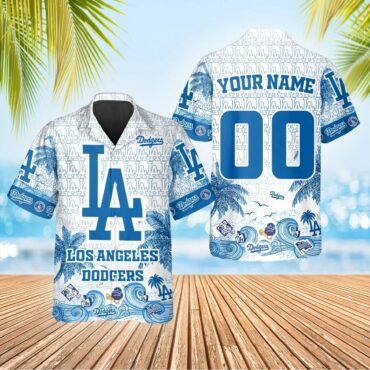 Los Angeles Dodgers Wave Palms Hawaiian Shirt Unisex T-shirt, Sweatshirt, Hoodie, Long Sleeve Tee - T-Shirt, Sweatshirt, Hoodie