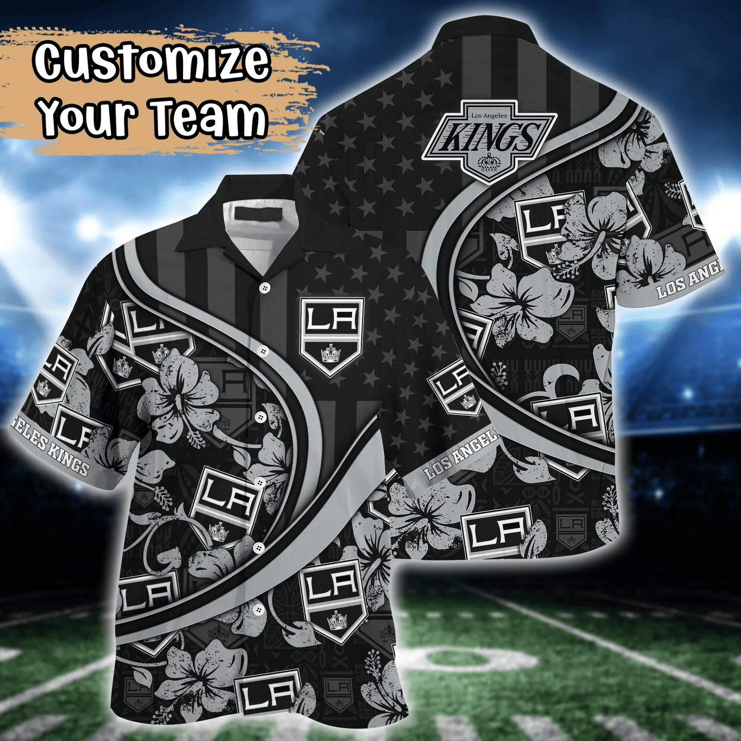 Los Angeles Kings NHL Us Flag Hawaiian Shirt Custom Summer Aloha Shirt Unisex T-shirt, Sweatshirt, Hoodie, Long Sleeve Tee - T-Shirt, Sweatshirt, Hoodie