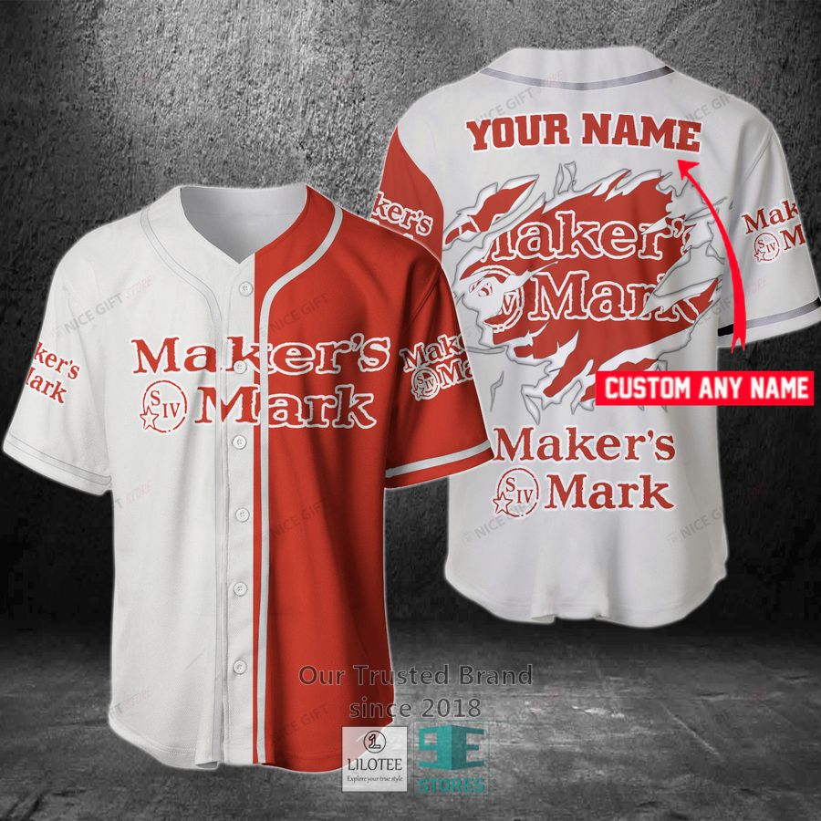 Maker S Mark Your Name Red white Baseball Jersey Unisex T-shirt, Sweatshirt, Hoodie, Long Sleeve Tee - T-Shirt, Sweatshirt, Hoodie