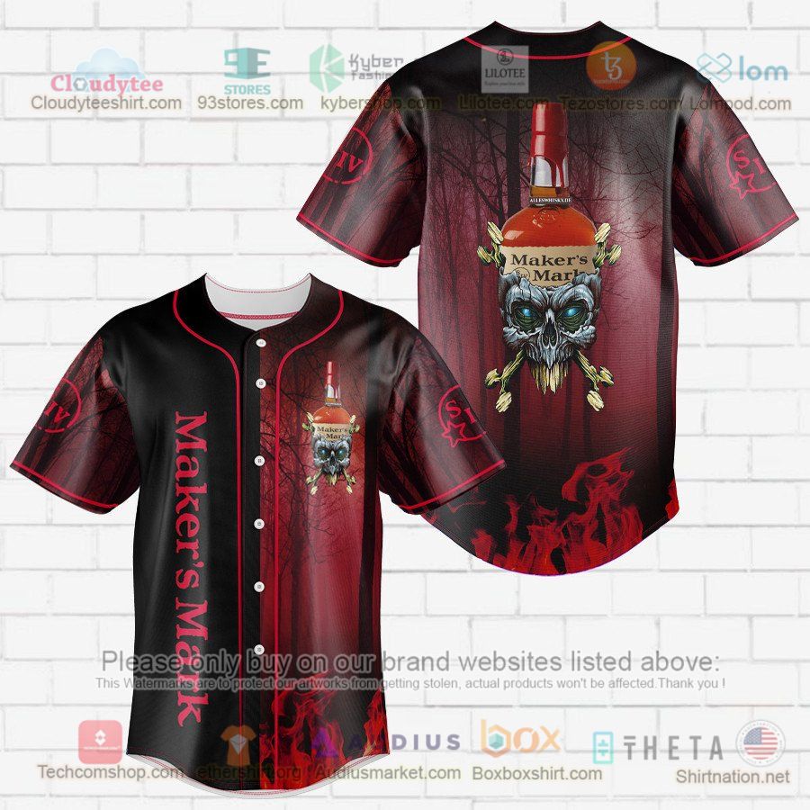 HOT Maker's Mark skull head Baseball Jersey Shirt Unisex T-shirt, Sweatshirt, Hoodie, Long Sleeve Tee - T-Shirt, Sweatshirt, Hoodie