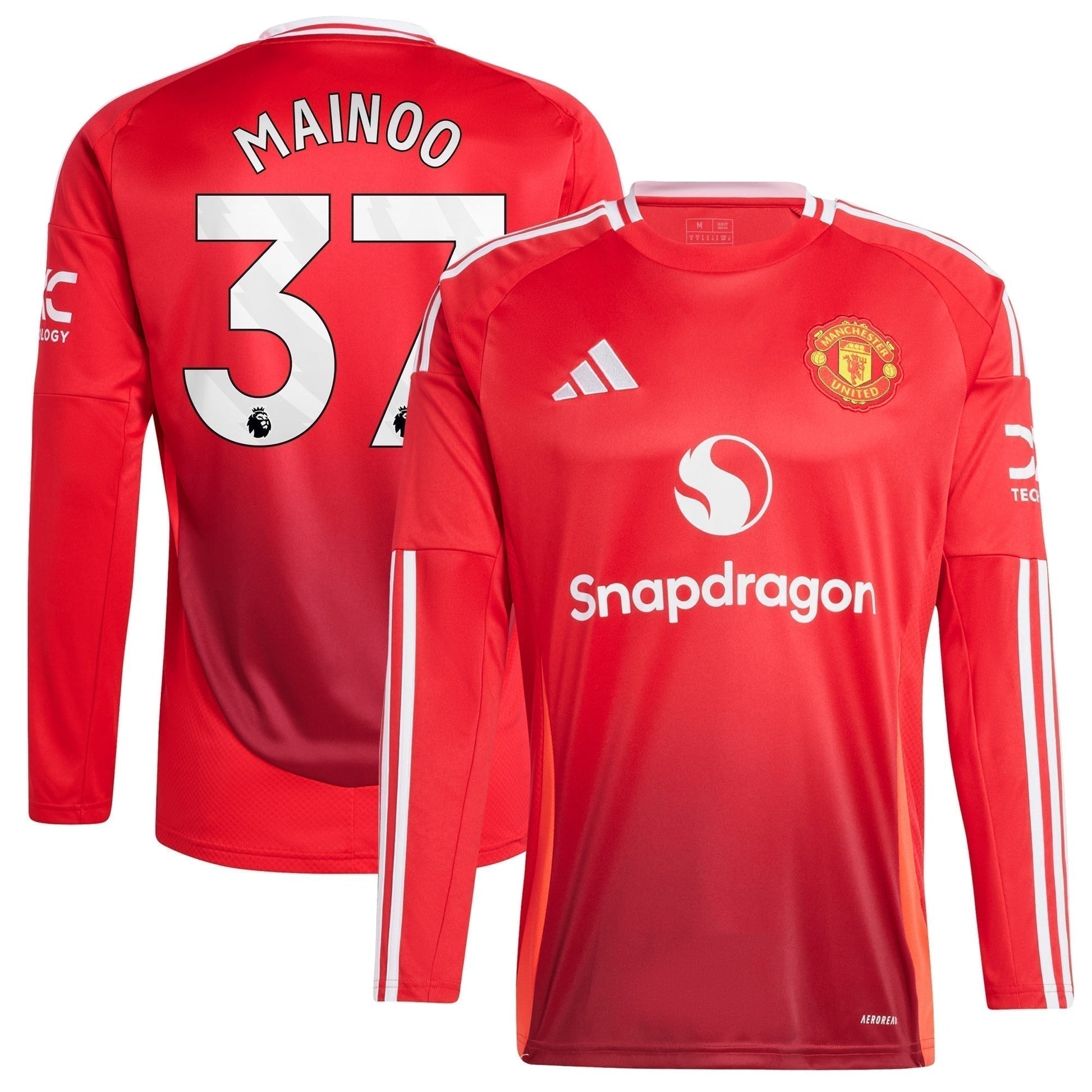 Manchester United Home Shirt 2024-25 - Long Sleeve with Mainoo 37 printing - Red sports jersey product view 1
