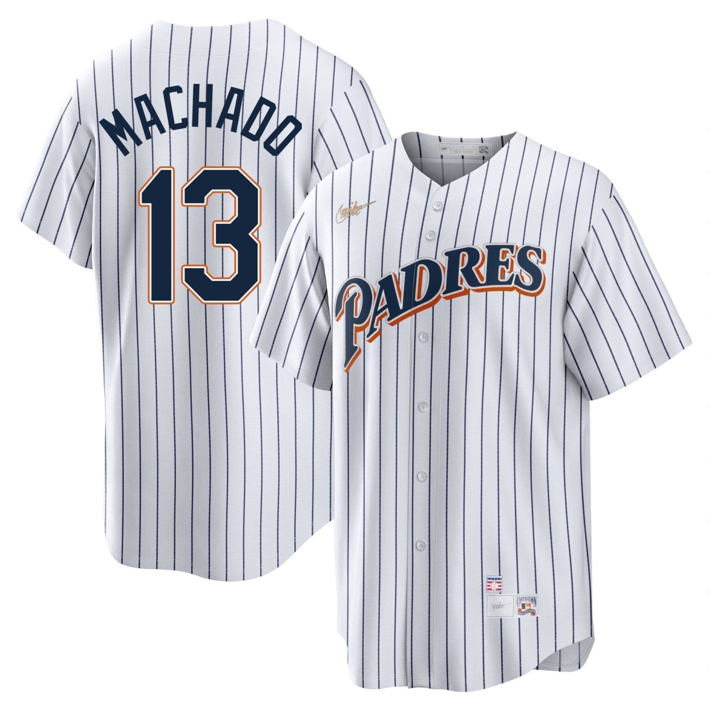 Manny Machado San Diego Padres 1998 Cooperstown Jersey White baseball jersey product view 1