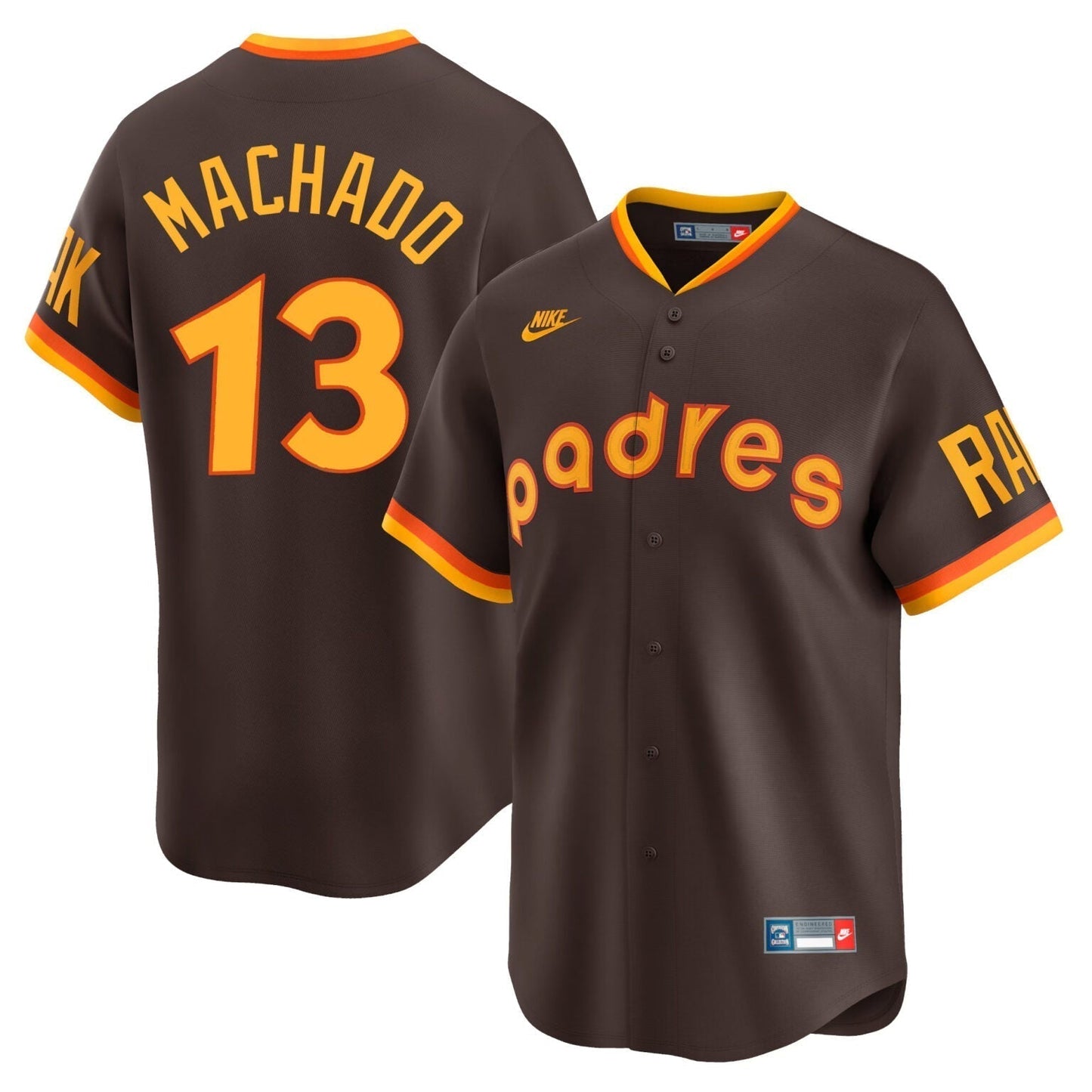 Manny Machado San Diego Padres Cooperstown Limited Jersey Brown baseball jersey product view 1