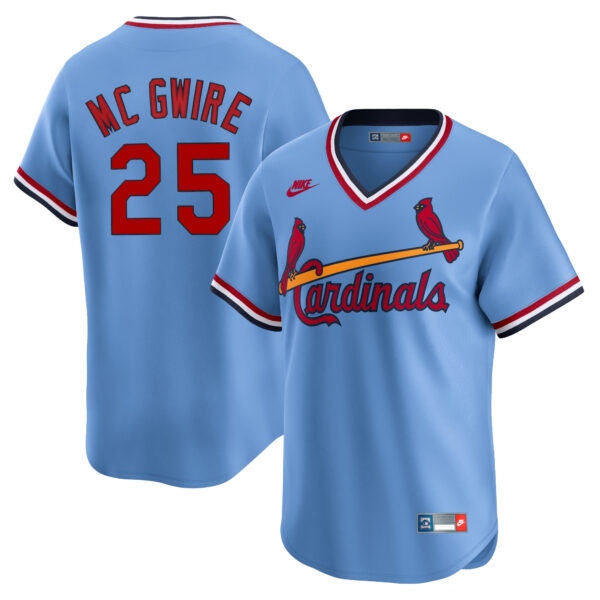 Mark McGwire St. Louis Cardinals Cooperstown Collection Jersey - Light Blue baseball jersey product view 1