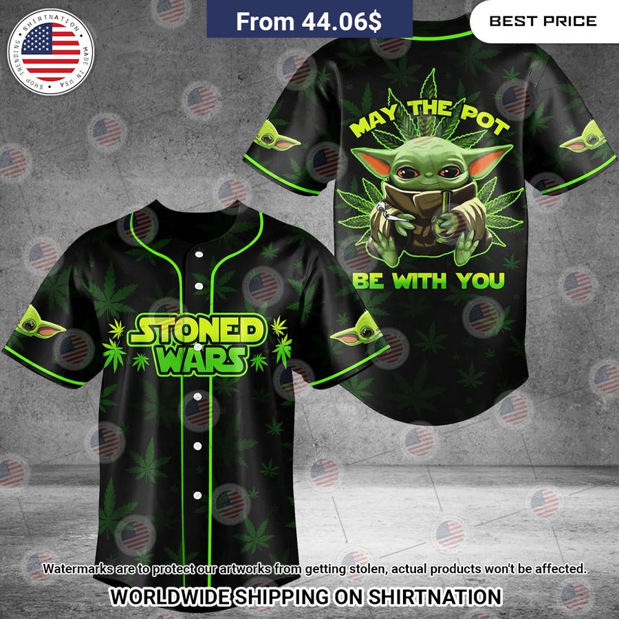 May The Pot Be With You Stoned Wars Yoda Baseball Jersey Unisex T-shirt, Sweatshirt, Hoodie, Long Sleeve Tee - T-Shirt, Sweatshirt, Hoodie