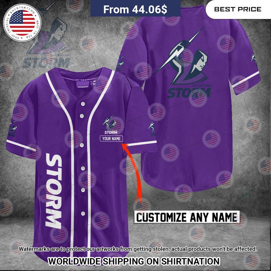 Melbourne Storm Custom Name Baseball Jersey Unisex T-shirt, Sweatshirt, Hoodie, Long Sleeve Tee - T-Shirt, Sweatshirt, Hoodie