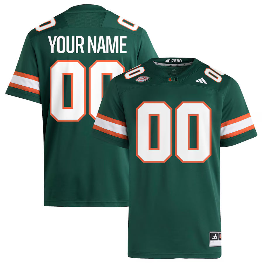 Custom Miami Hurricanes Jersey - Green hockey jersey product view 1