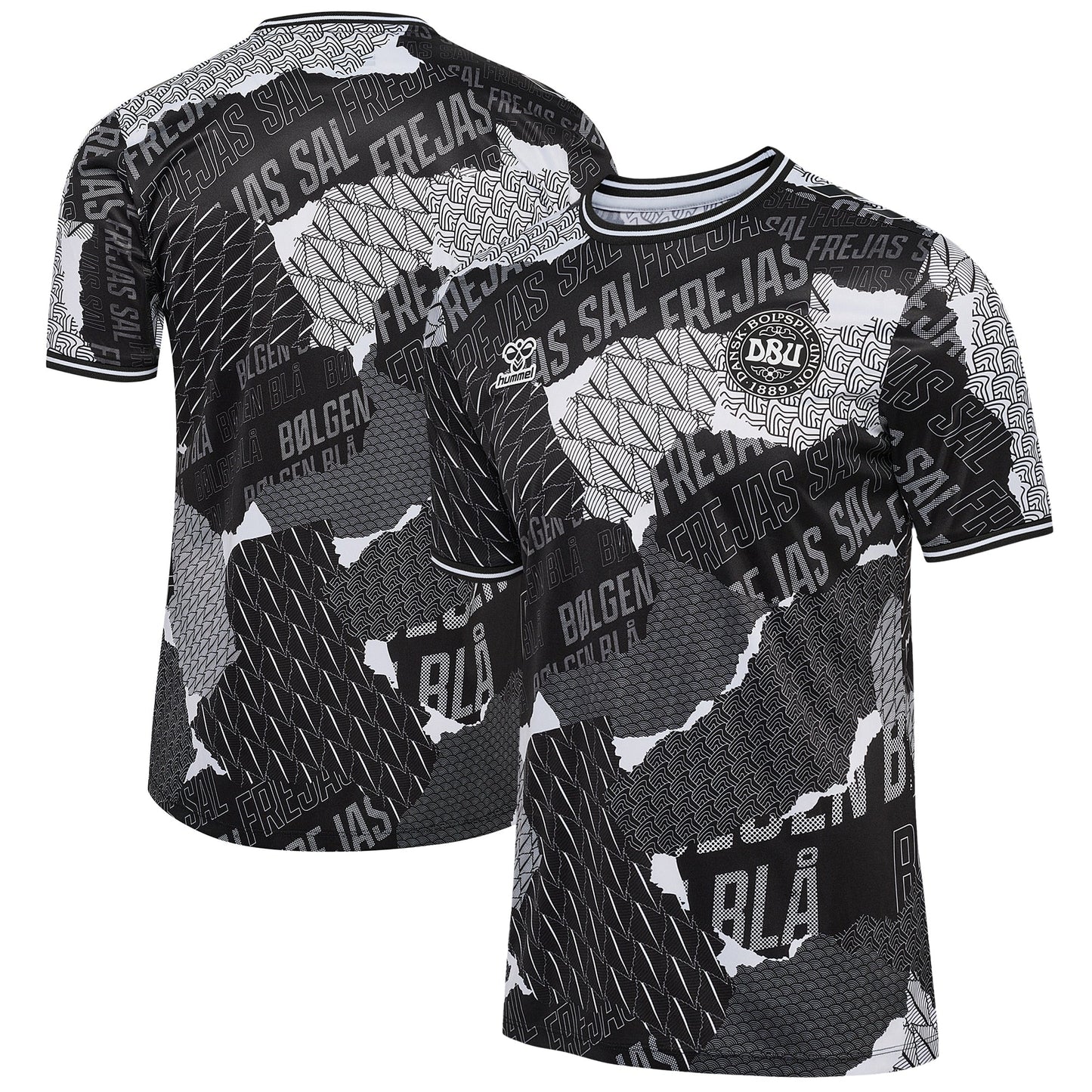 Denmark National Team 2024 Pre-Match Top - Black sports jersey product view 1