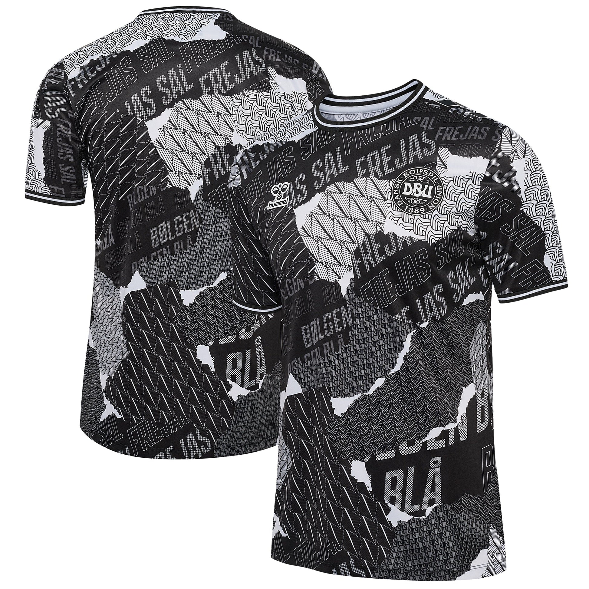 Denmark National Team 2024 Pre-Match Top - Black sports jersey product view 1