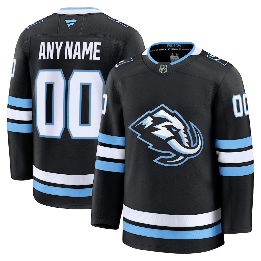 Custom Utah Mammoth Home Premium Player Jersey - Black hockey jersey product view 1