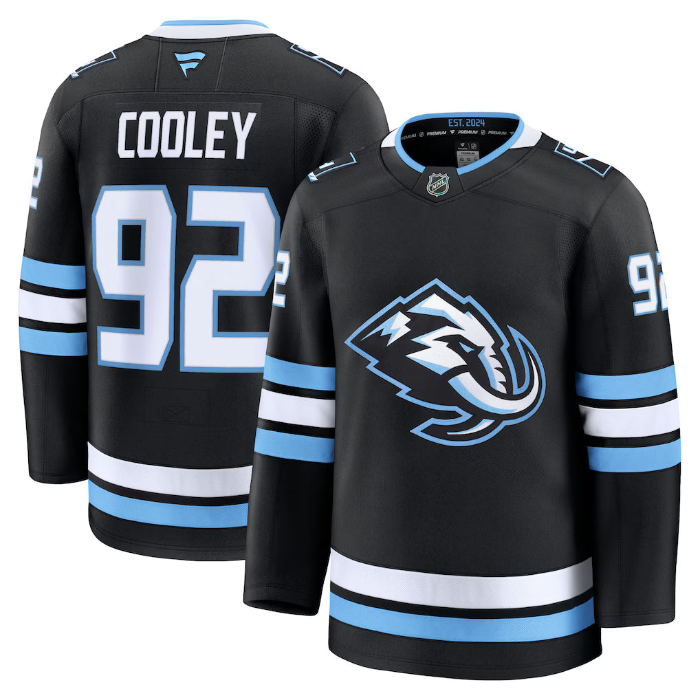 Logan Cooley Utah Mammoth Home Premium Player Jersey - Black hockey jersey product view 1