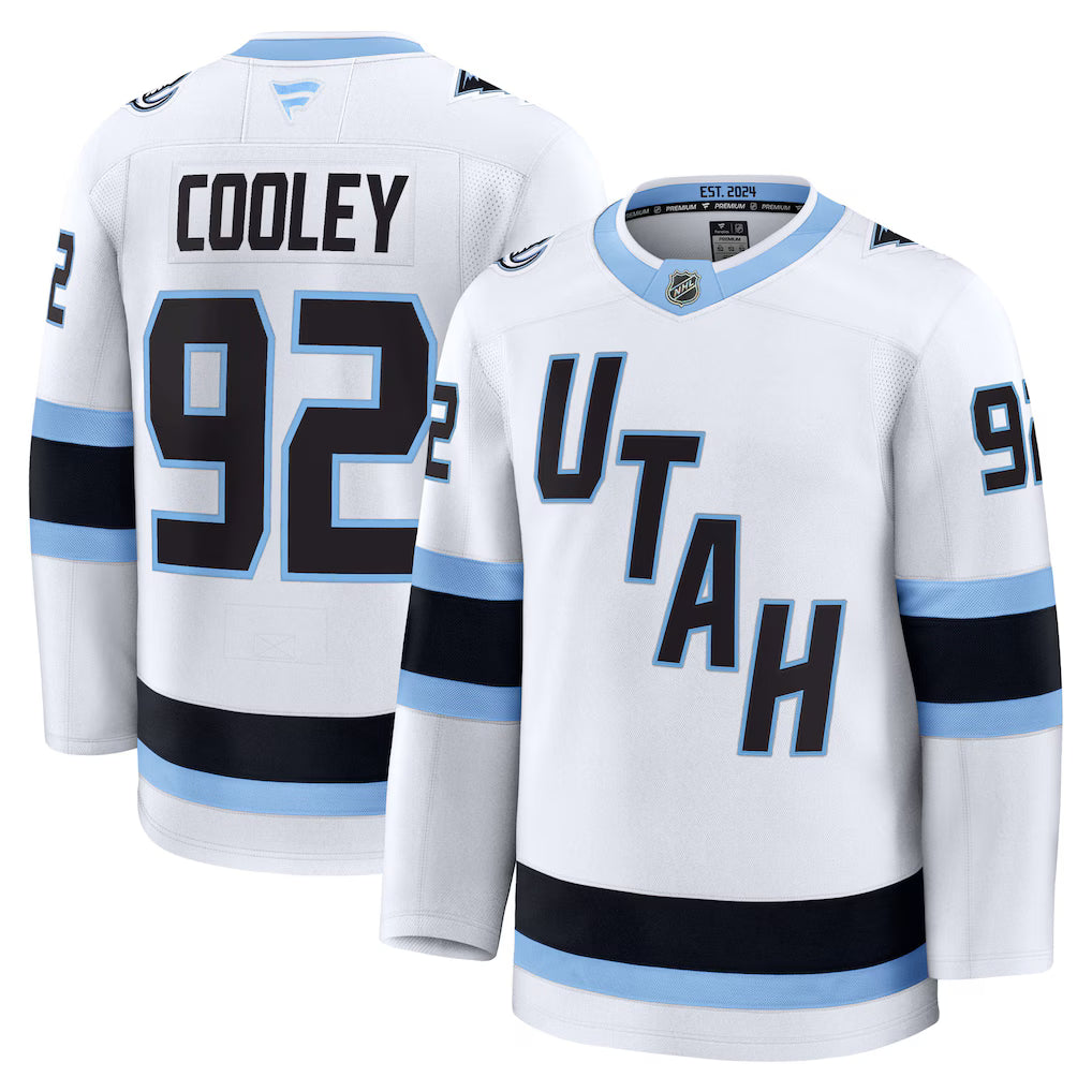 Logan Cooley Utah Mammoth Away Premium Player Jersey - White hockey jersey product view 1