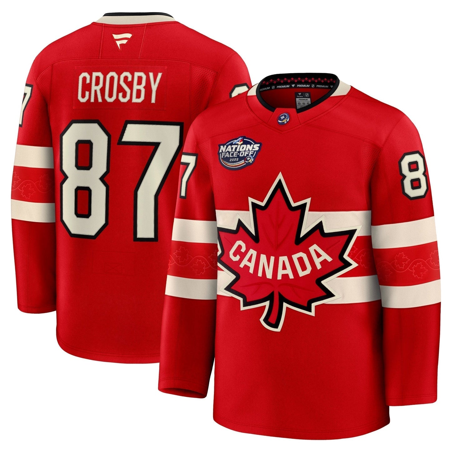 Sidney Crosby Canada 2025 4 Nations Face-Off Premium Jersey - Red sports jersey product view 1