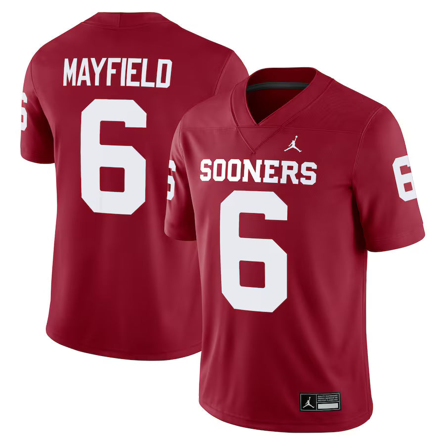 Baker Mayfield Oklahoma Sooners Alumni Player Jersey - Crimson sports jersey product view 1
