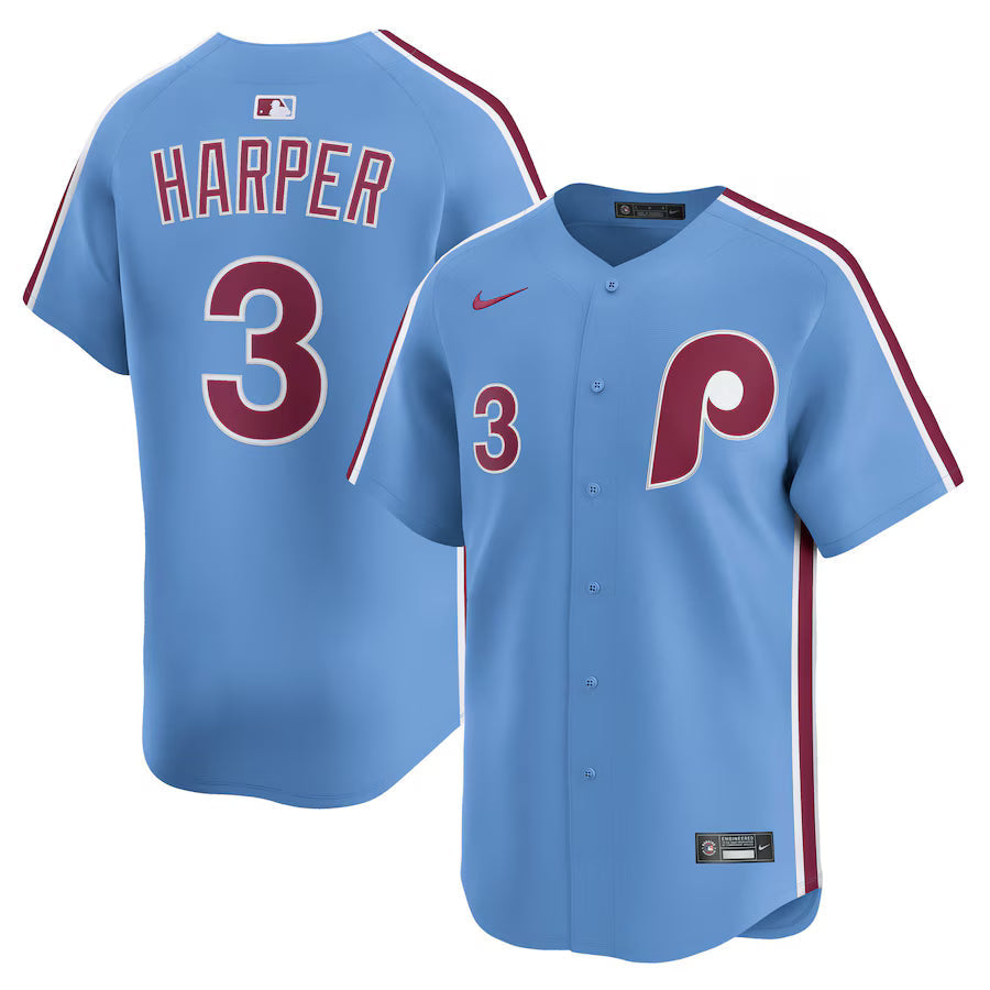 Bryce Harper Philadelphia Phillies Alternate Jersey - Light Blue baseball jersey product view 1