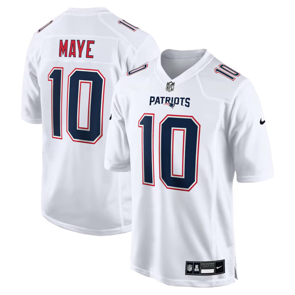 Drake Maye New England Patriots Jersey - Tundra White football jersey product view 1