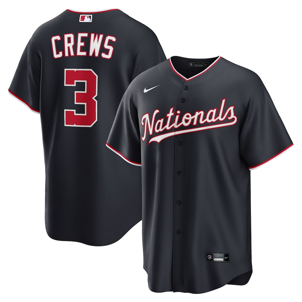 Dylan Crews Washington Nationals Alternate Jersey - Navy baseball jersey product view 1