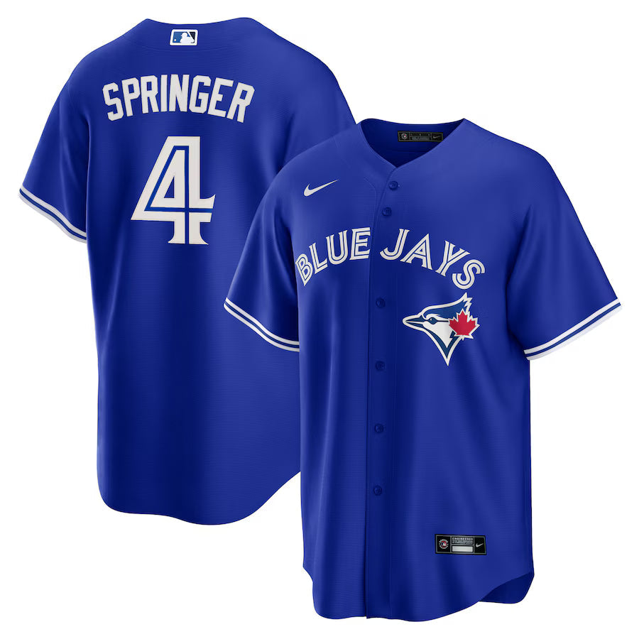 George Springer Toronto Blue Jays Alternate 2 Jersey - Rush Blue baseball jersey product view 1