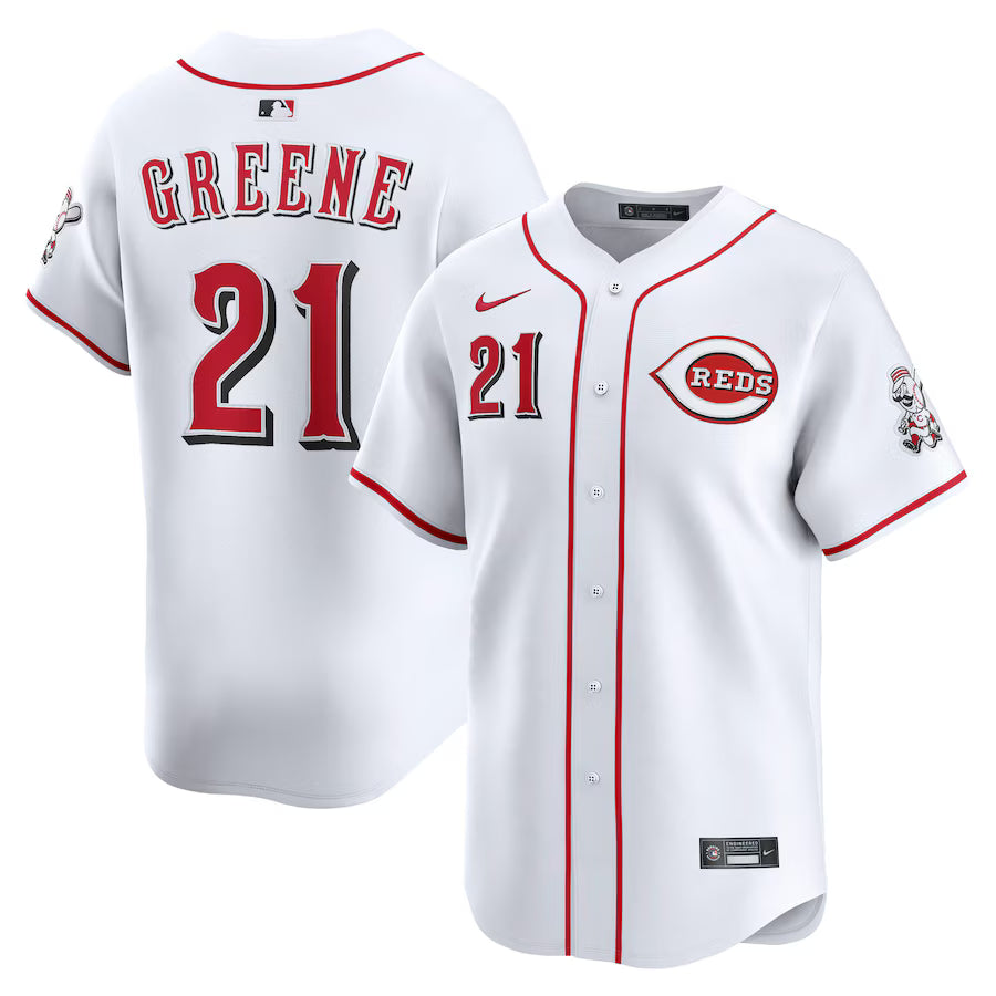 Hunter Greene Cincinnati Reds Home Jersey - White baseball jersey product view 1