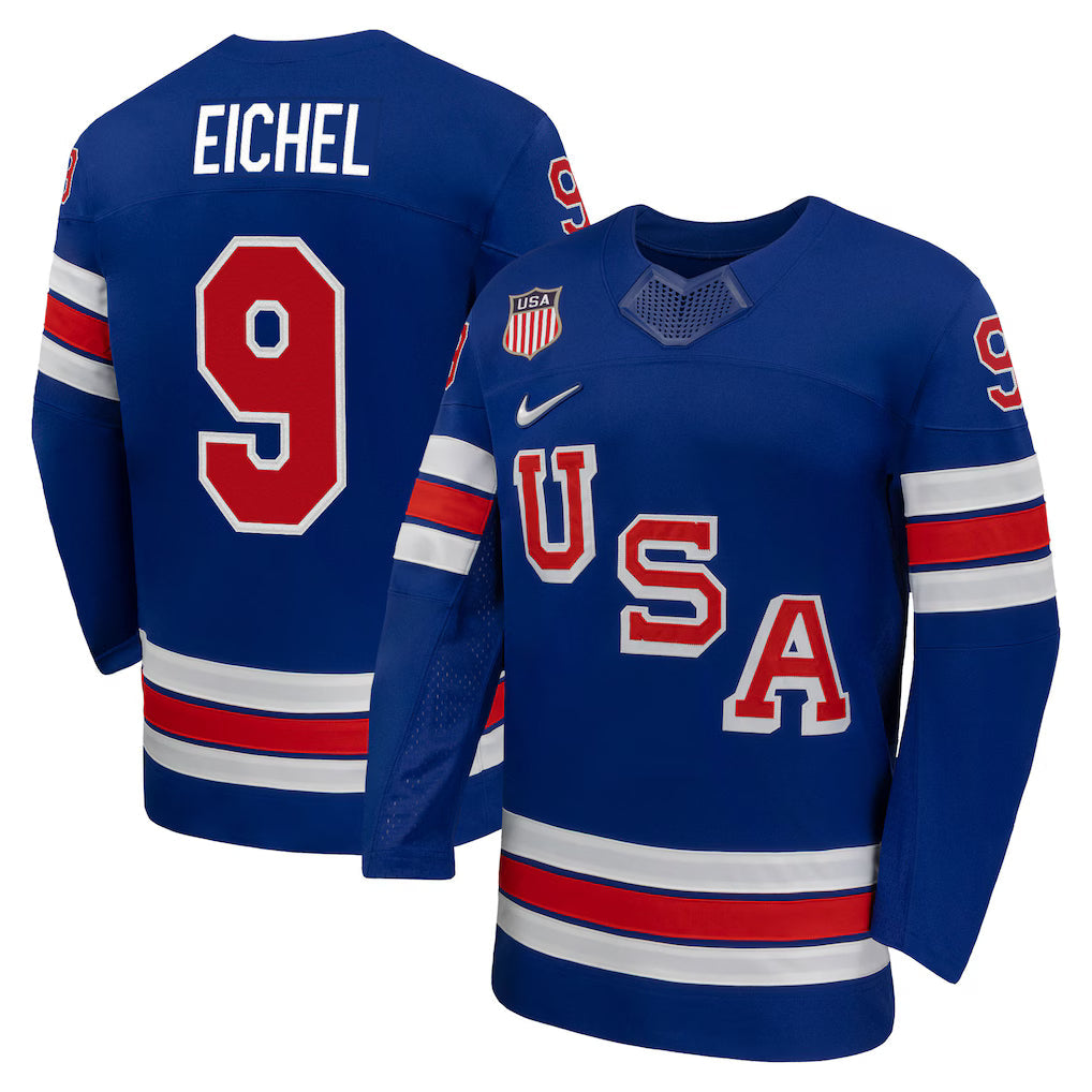 Jack Eichel USA 2026 Olympic Home Jersey - Royal sports jersey product view 1