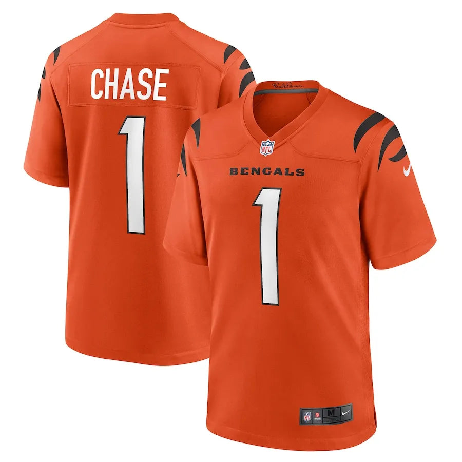 Ja'Marr Chase Cincinnati Bengals Jersey - Orange football jersey product view 1