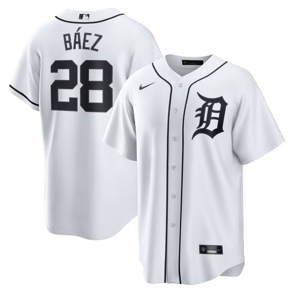 Javier Bez Detroit Tigers Home Jersey - White baseball jersey product view 1