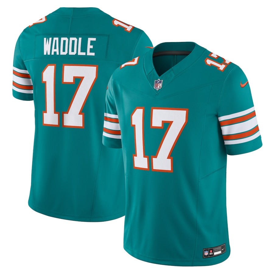 Jaylen Waddle Miami Dolphins Jersey - Aqua football jersey product view 1