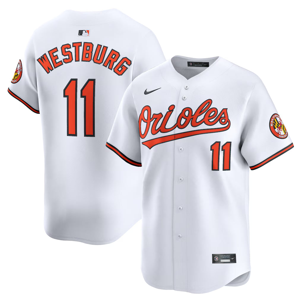 Jordan Westburg Baltimore Orioles Home Jersey - White basketball jersey product view 1