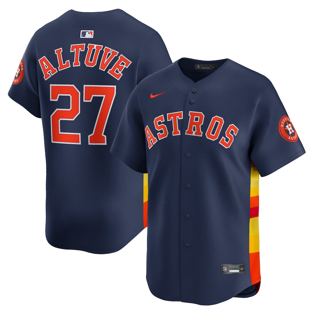 Jose Altuve Houston Astros Alternate Jersey - Navy baseball jersey product view 1