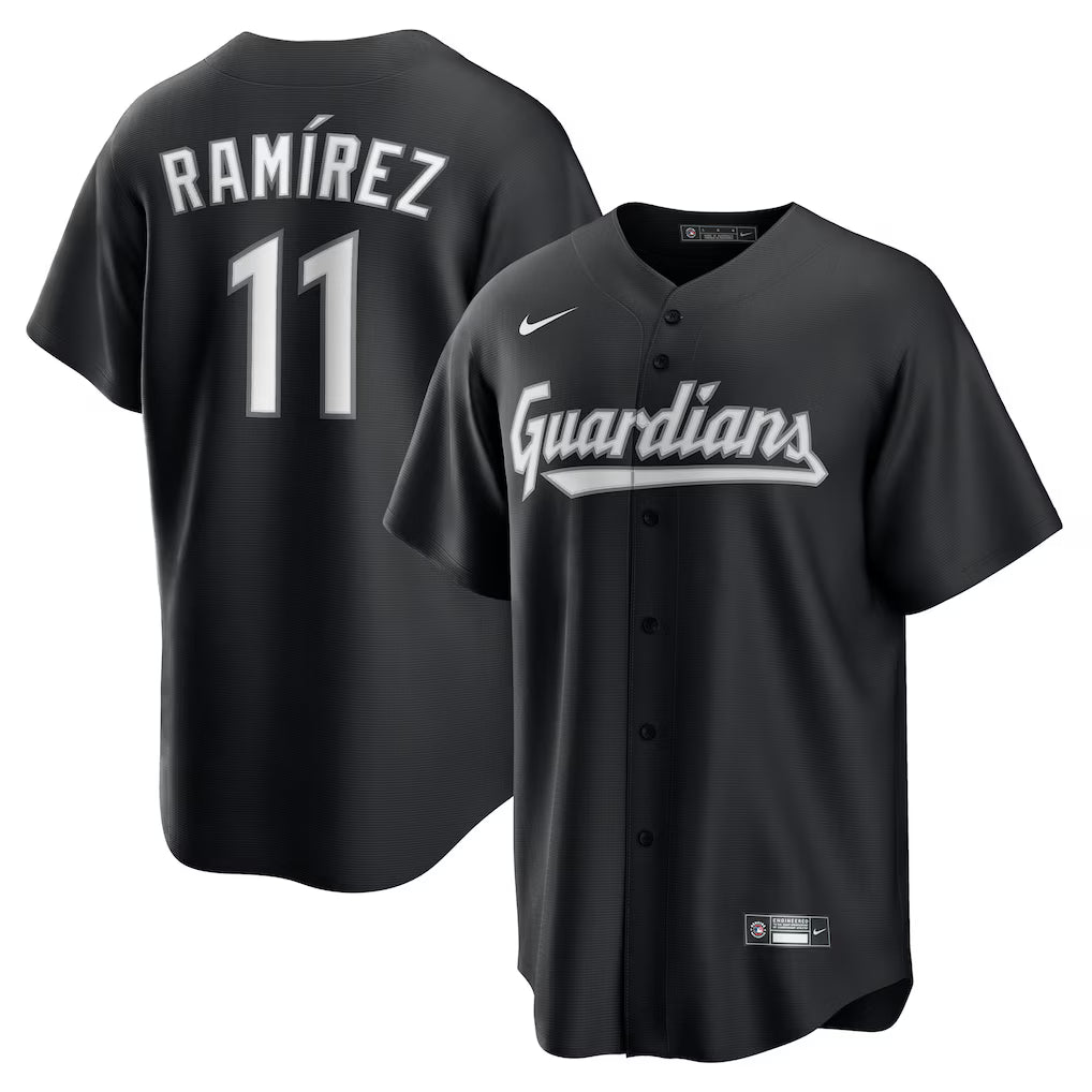 Jos Ramrez Cleveland Guardians Jersey - Black baseball jersey product view 1