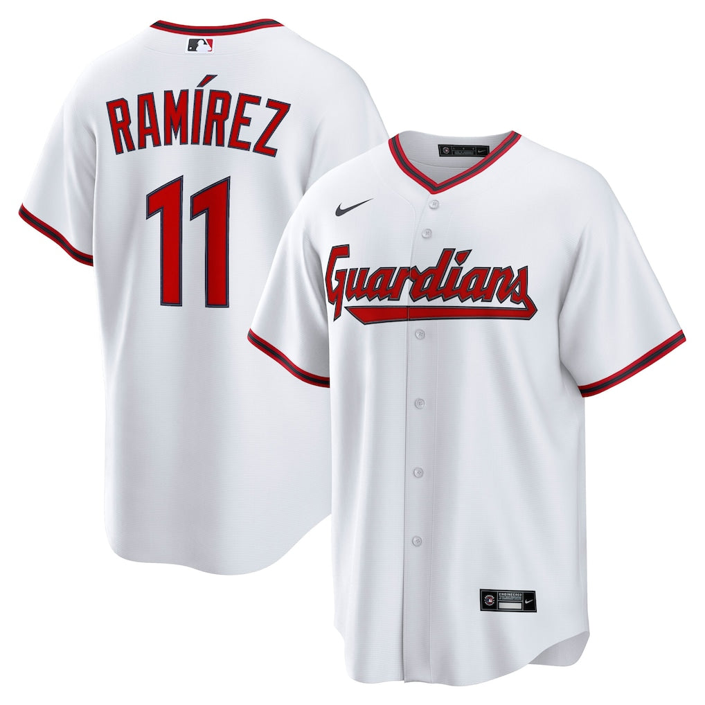 Jos Ramrez Cleveland Guardians Home Jersey - White baseball jersey product view 1
