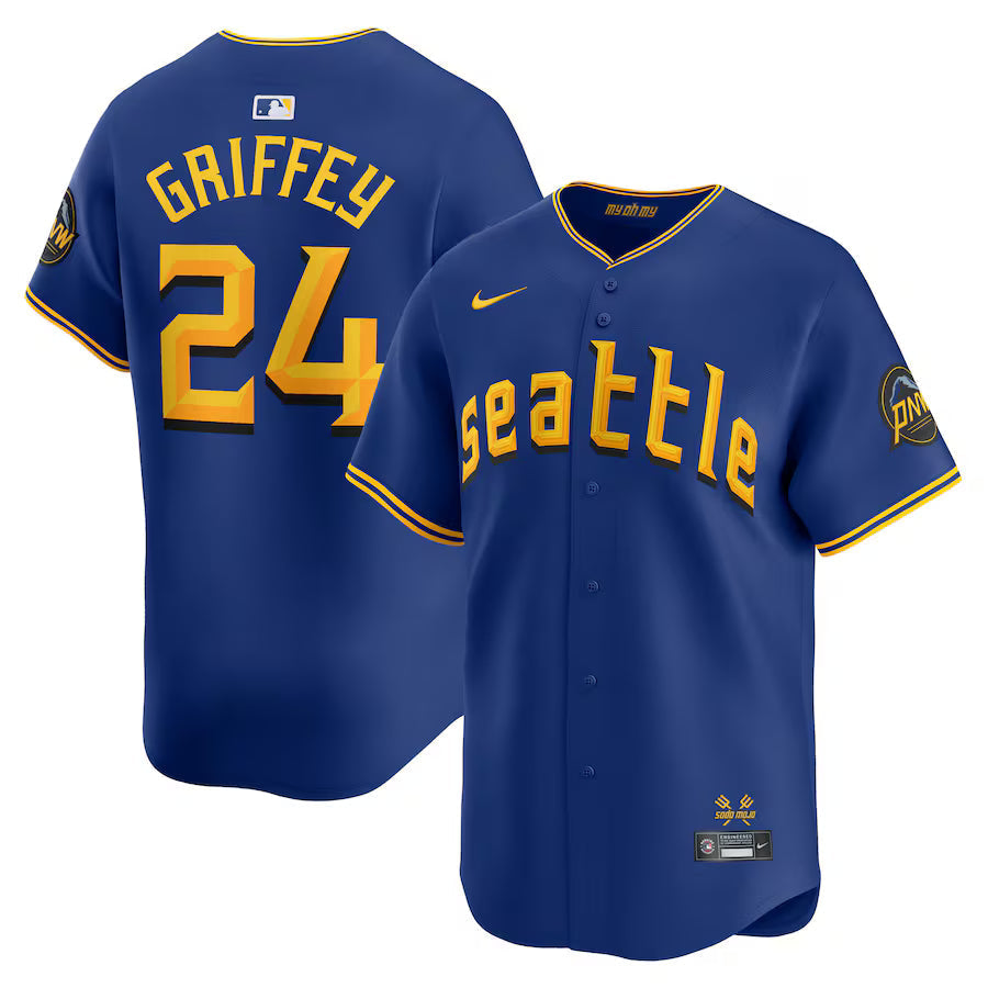 Ken Griffey Jr. Seattle Mariners Retired Player City Connect Jersey Blue baseball jersey product view 1